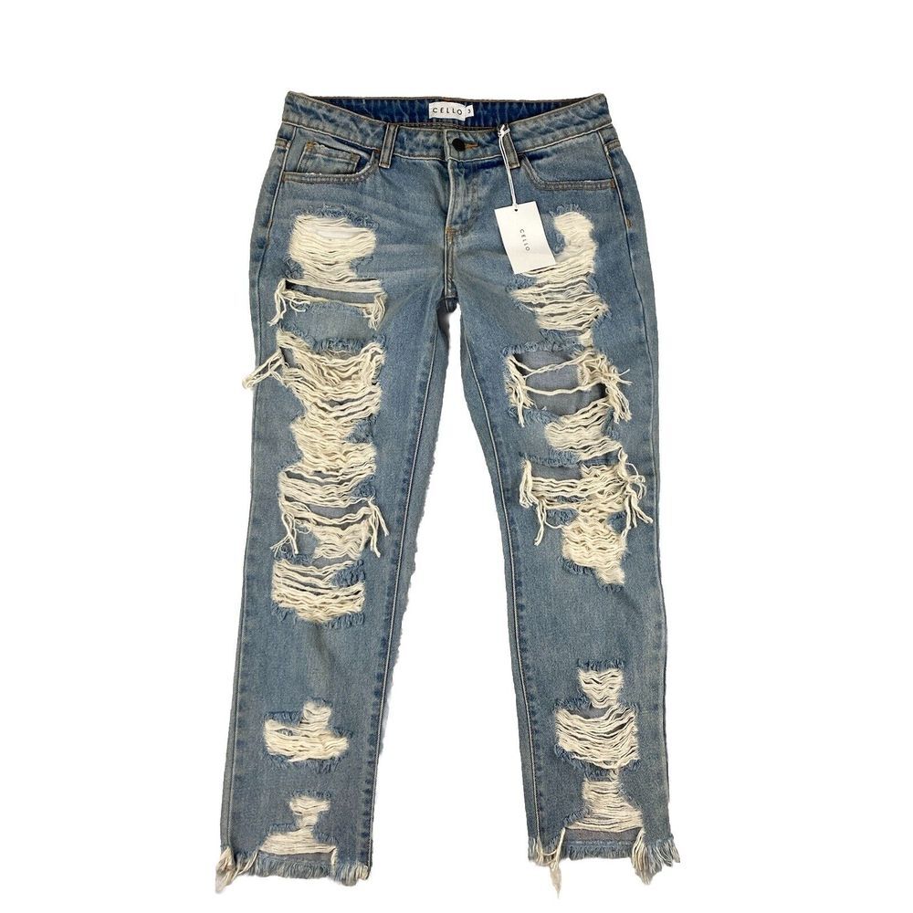 Cello Womens Jeans Blue Size 3 Slim Ripped Mid Rise Size 3 NWT